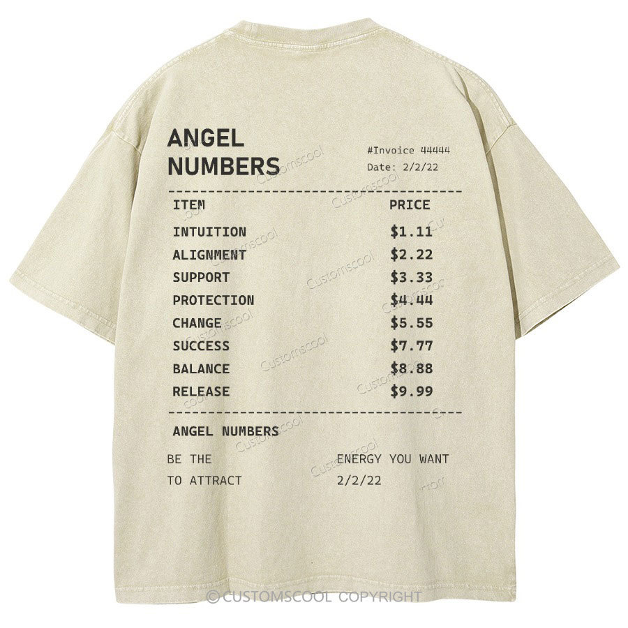 Angel Numbers Unisex Fit Washed T-Shirt Customscool