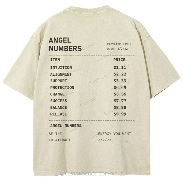 Angel Numbers Unisex Fit Washed T-Shirt Customscool