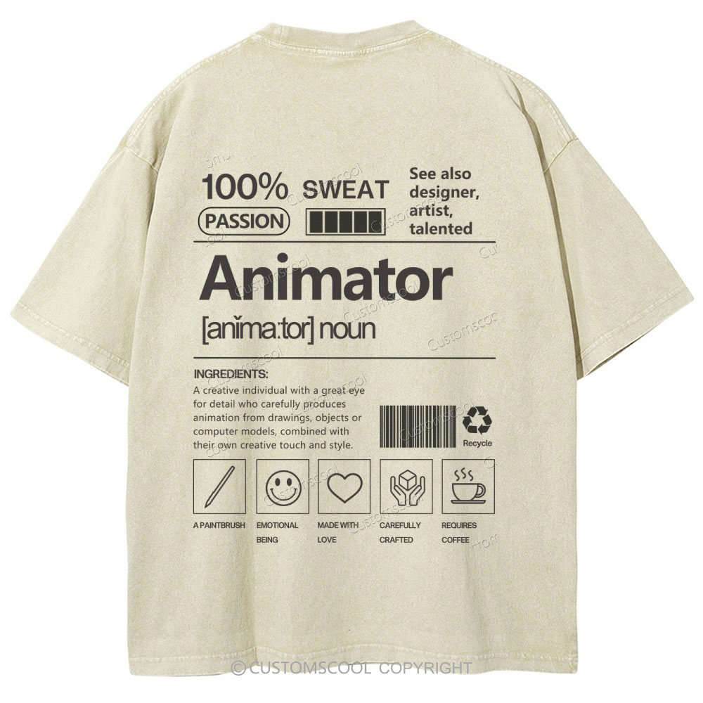 Animator Unisex Fit Washed T-Shirt Customscool