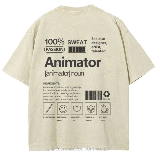 Animator Unisex Fit Washed T-Shirt Customscool