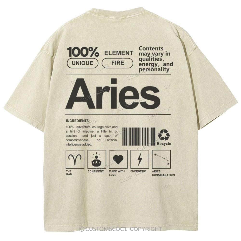 Aries Unisex Fit Washed T-Shirt Customscool