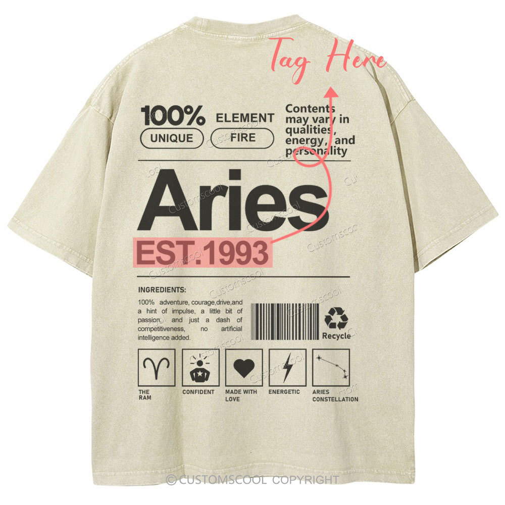 Aries Addcustom Unisex Fit Washed T-Shirt Customscool