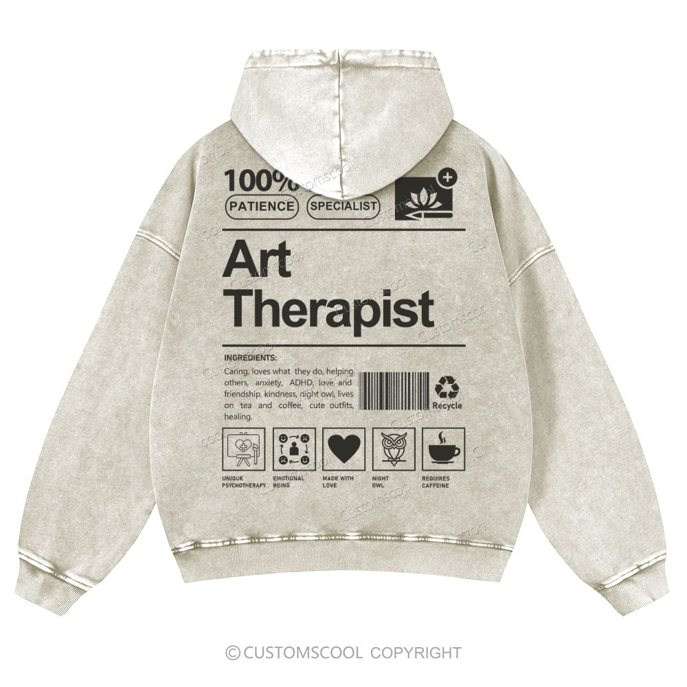 Art Therapist Casual Washed Hoodie Customscool