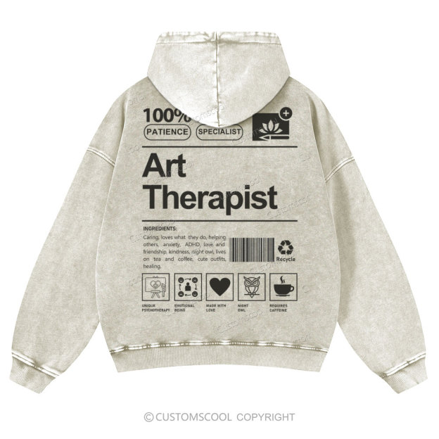 Art Therapist Casual Washed Hoodie Customscool