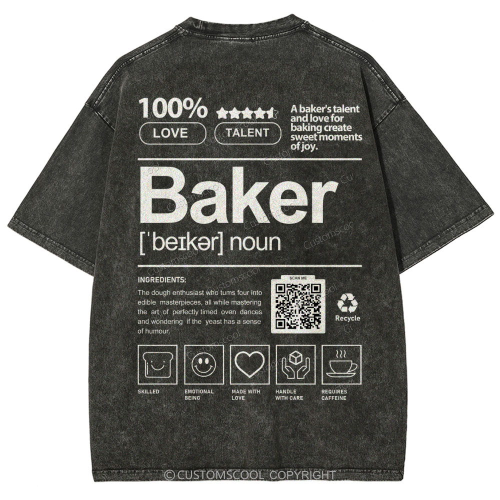 Baker Addcustom QR Code Unisex Fit Washed T-Shirt Customscool