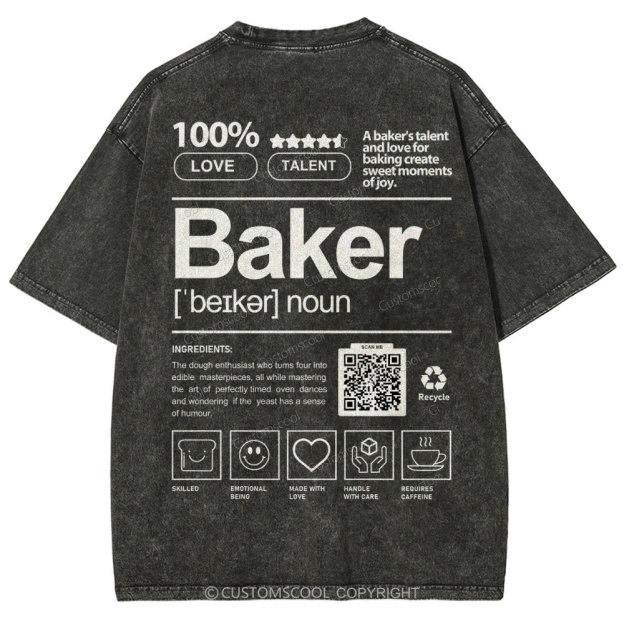 Baker Addcustom QR Code Unisex Fit Washed T-Shirt Customscool