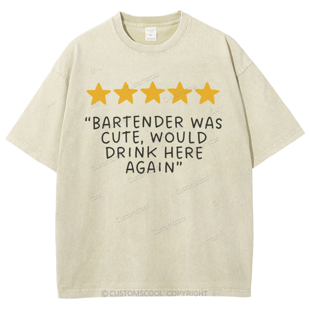 Bartender Reviews Unisex Fit Washed T-Shirt Customscool