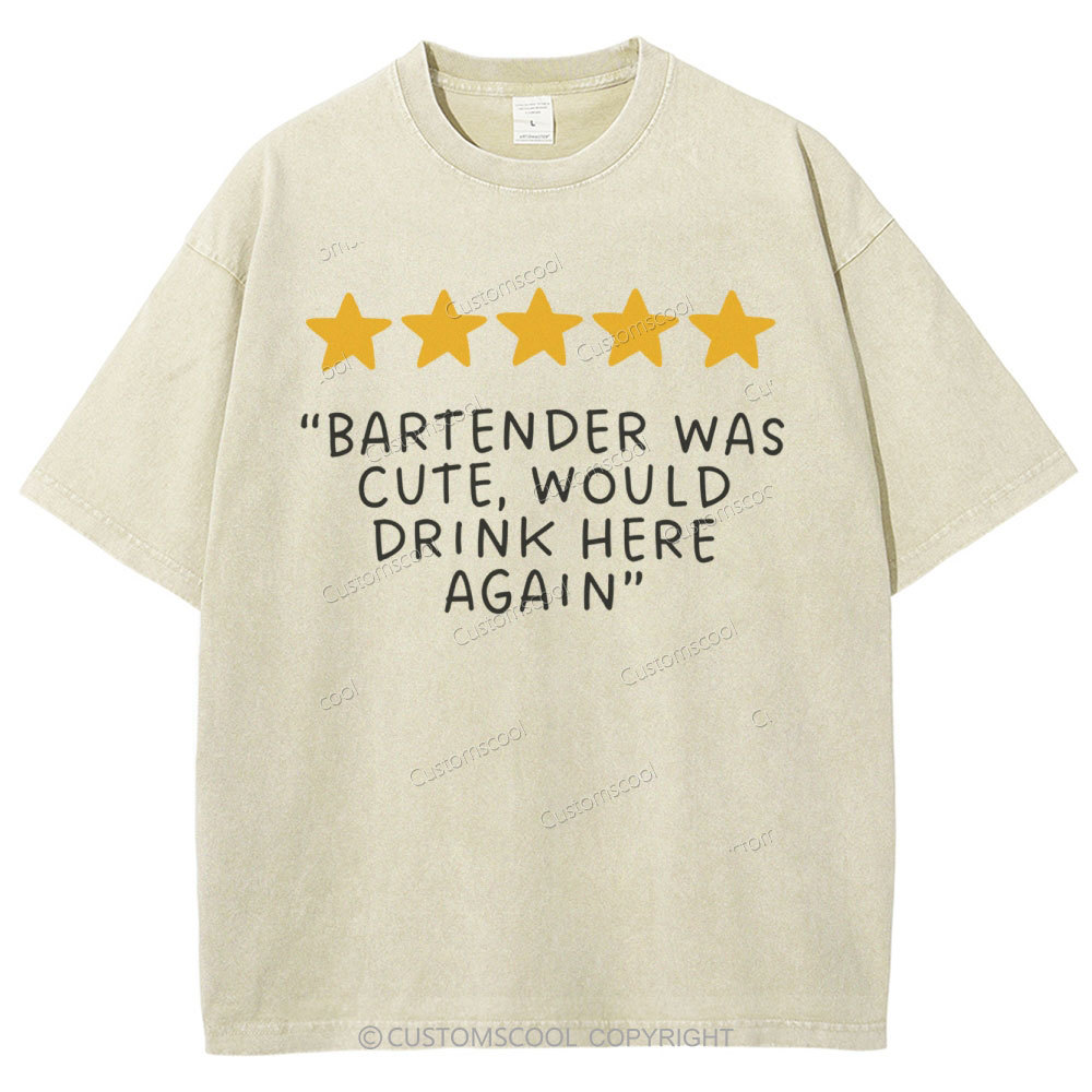 Bartender Reviews Unisex Fit Washed T-Shirt Customscool