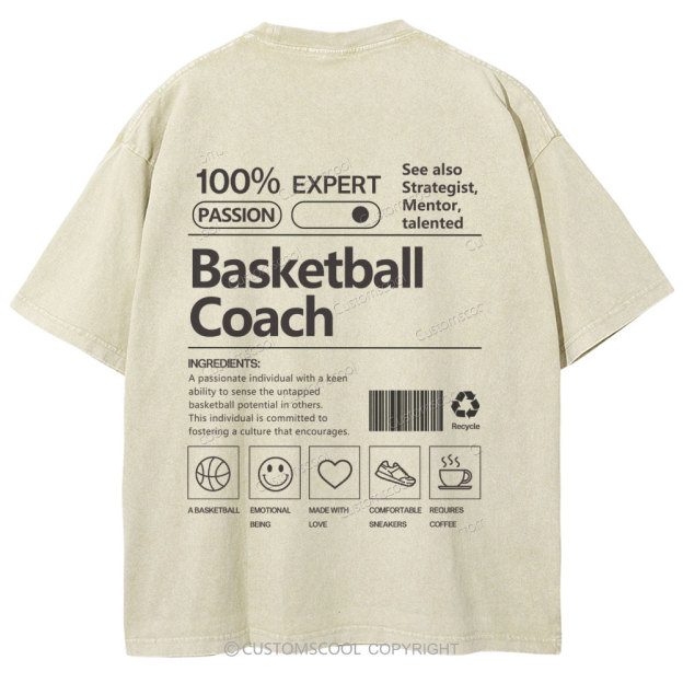 Basketball Coach Unisex Fit Washed T-Shirt Customscool