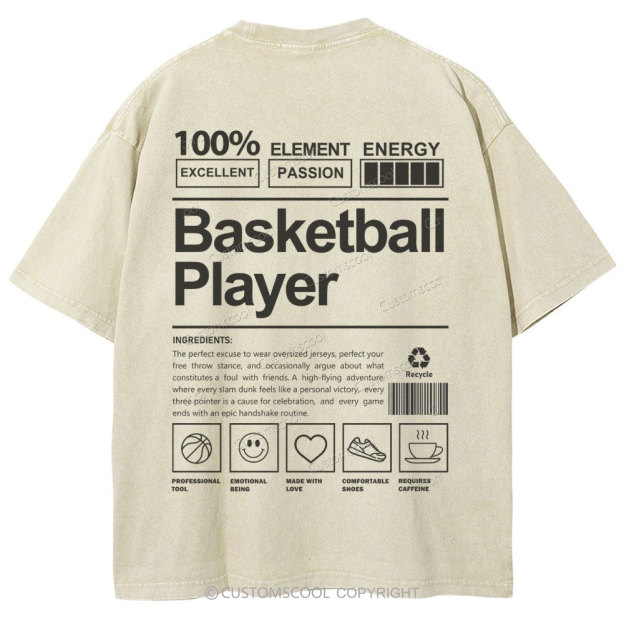 Basketball Player Unisex Fit Washed T-Shirt Customscool