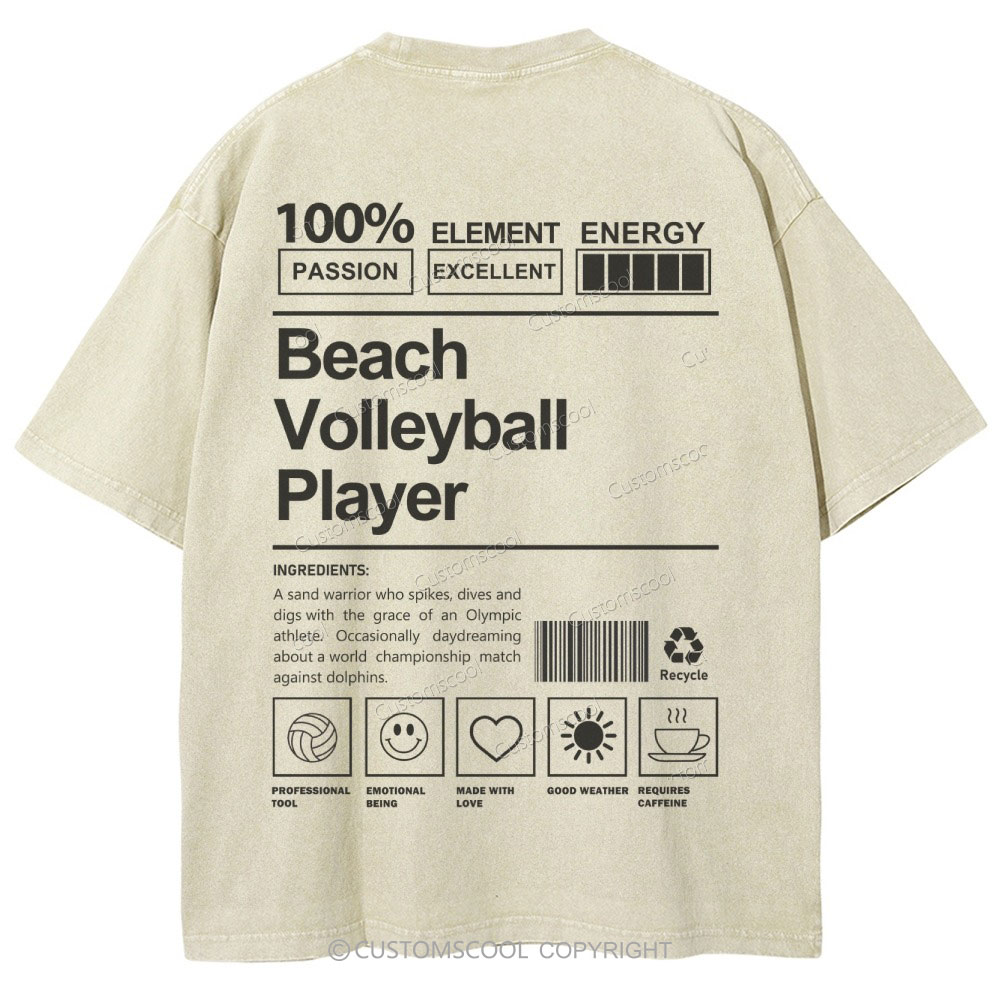 Beach Volleyball Player Unisex Fit Washed T-Shirt Customscool