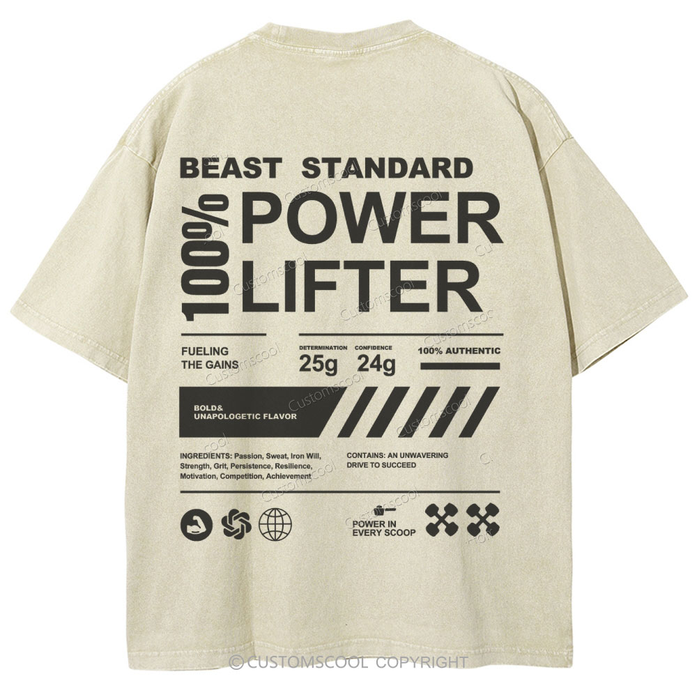 Beast Standard Power Lifter Unisex Fit Washed Oversized T-Shirt Customscool