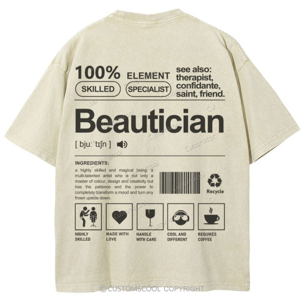 Beautician Unisex Fit Washed T-Shirt Customscool