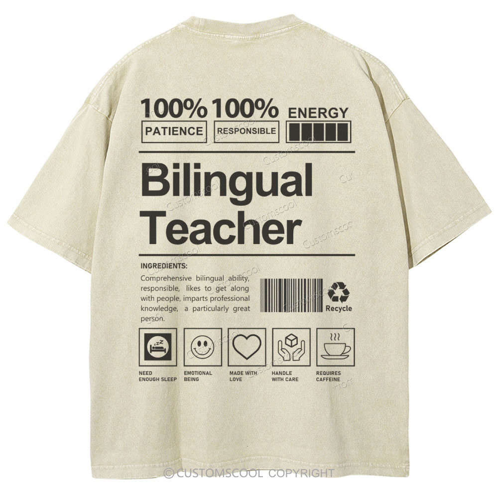 Bilingual Teacher Unisex Fit Washed T-Shirt Customscool
