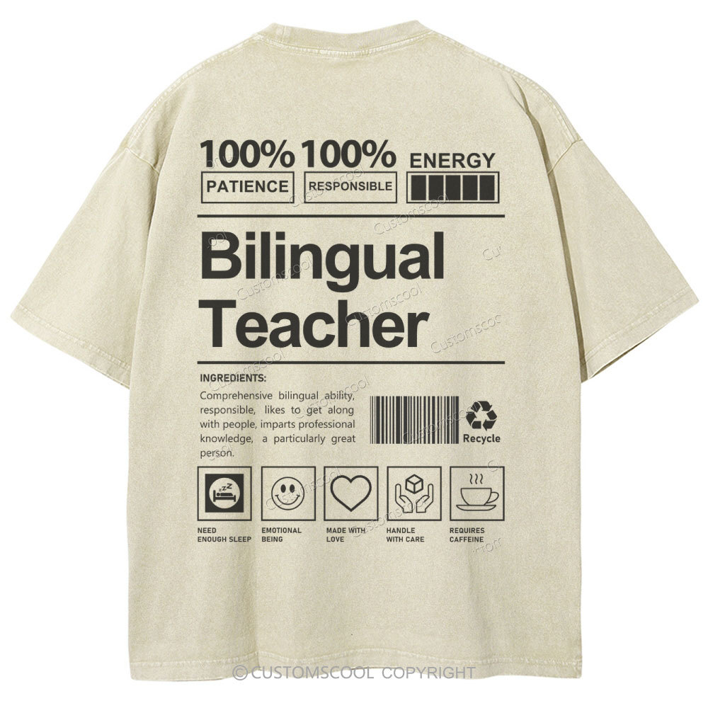 Bilingual Teacher Unisex Fit Washed T-Shirt Customscool
