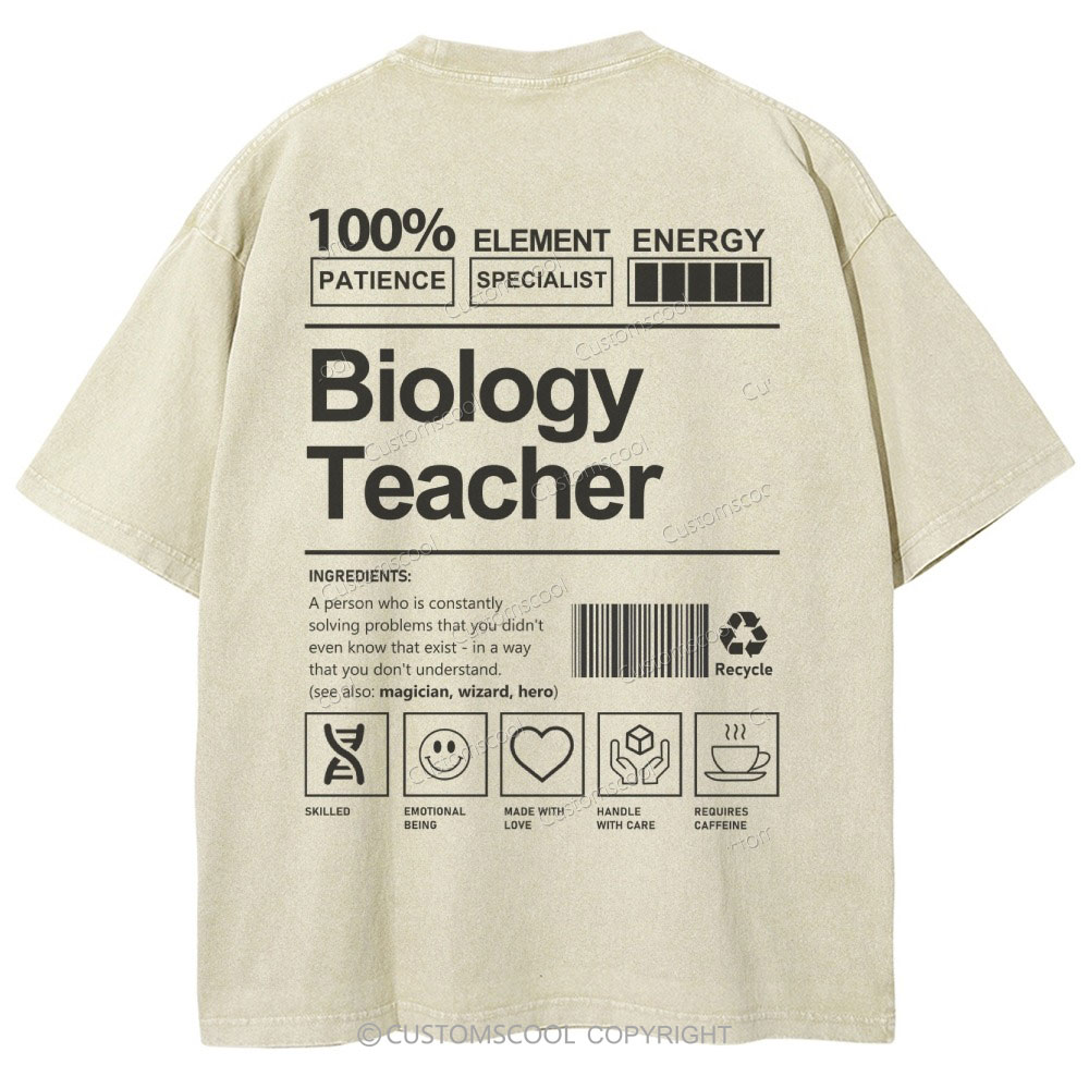Biology Teacher Unisex Fit Washed T-Shirt Customscool