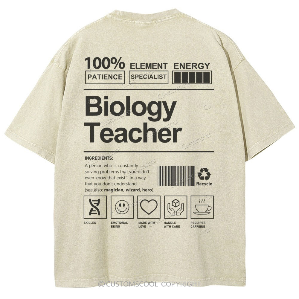 Biology Teacher Unisex Fit Washed T-Shirt Customscool