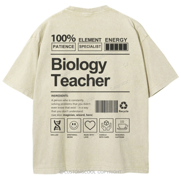 Biology Teacher Unisex Fit Washed T-Shirt Customscool