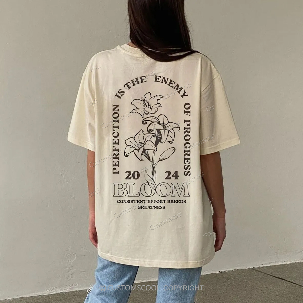 Bloom 2024 Unisex Printed Retro Washed Short Sleeved T-Shirt Customscool