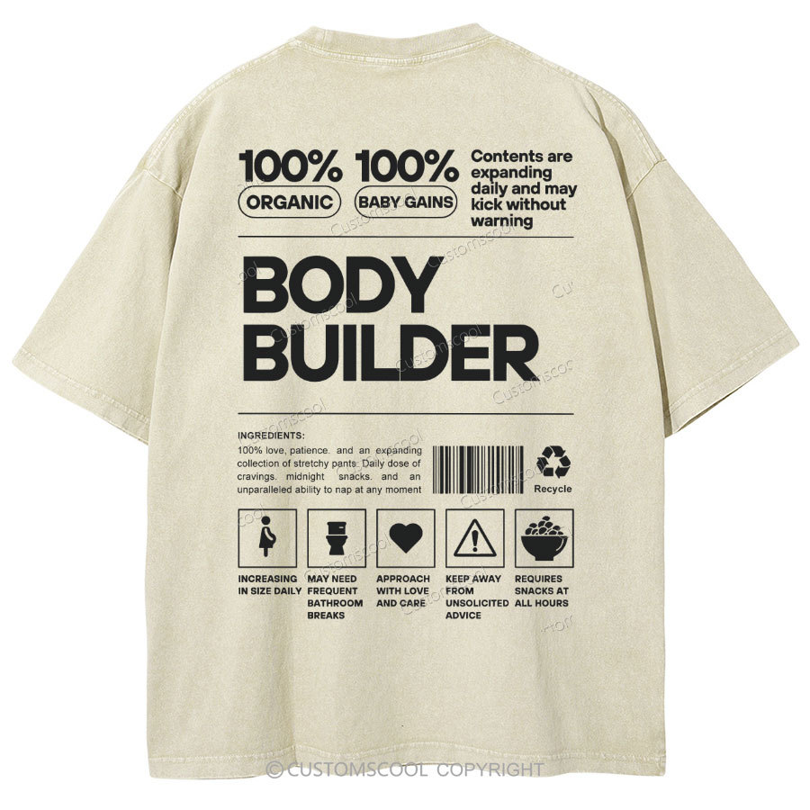 Body Builder Unisex Fit Washed T-Shirt Customscool