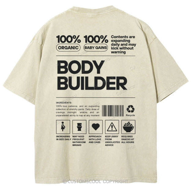 Body Builder Unisex Fit Washed T-Shirt Customscool