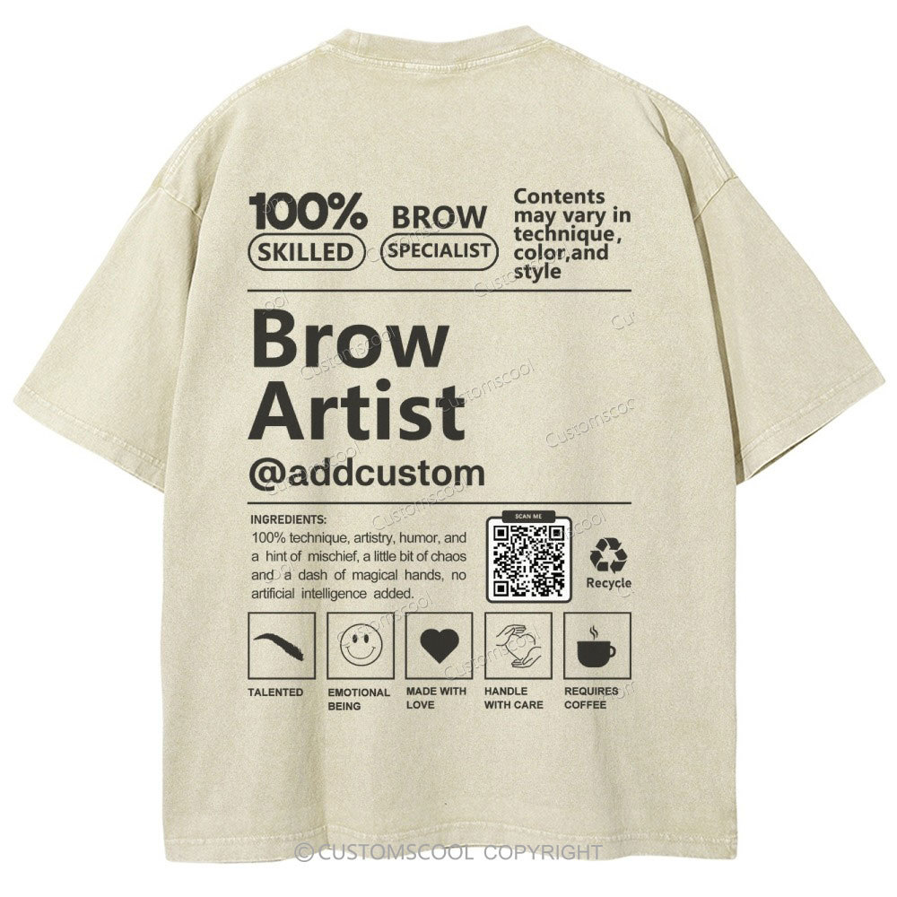 Brow Artist Addcustom QR Code Unisex Fit Washed T-Shirt Customscool