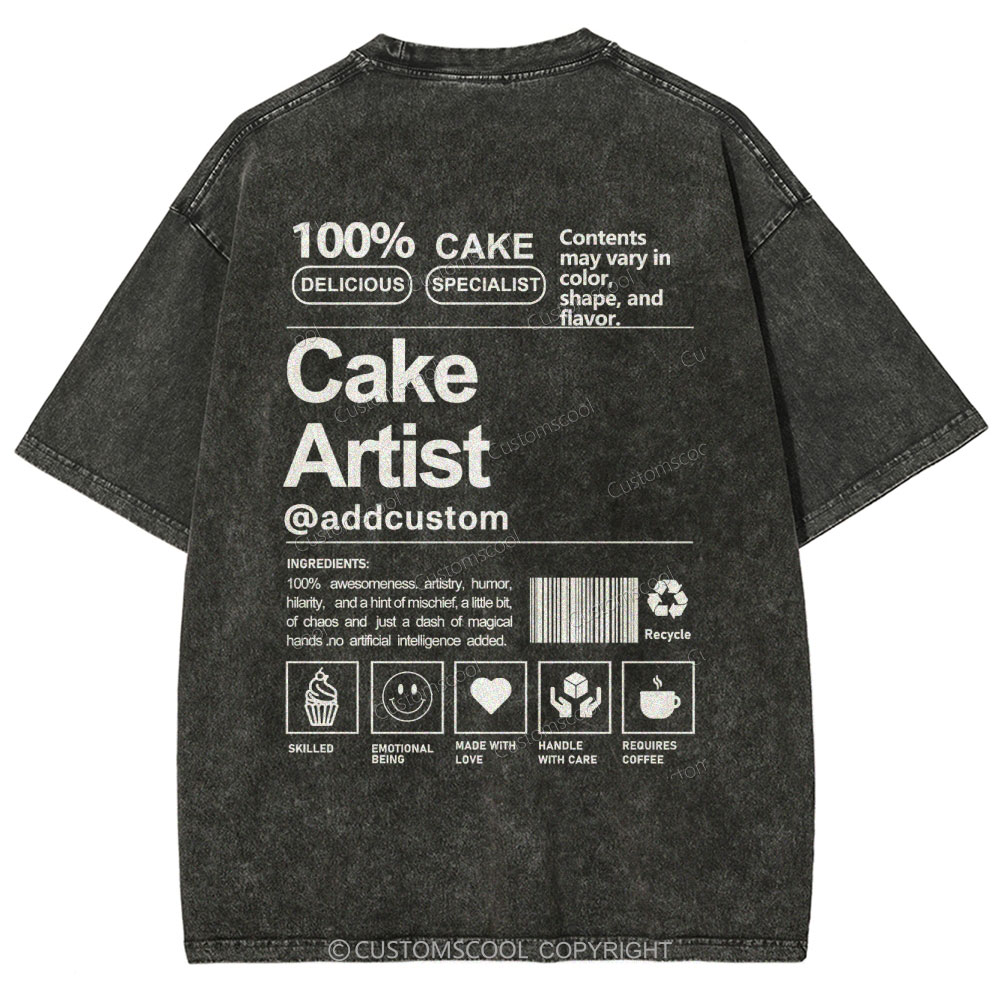 Cake Artist Addcustom Vintage Snowflake Washed T-Shirt Customscool