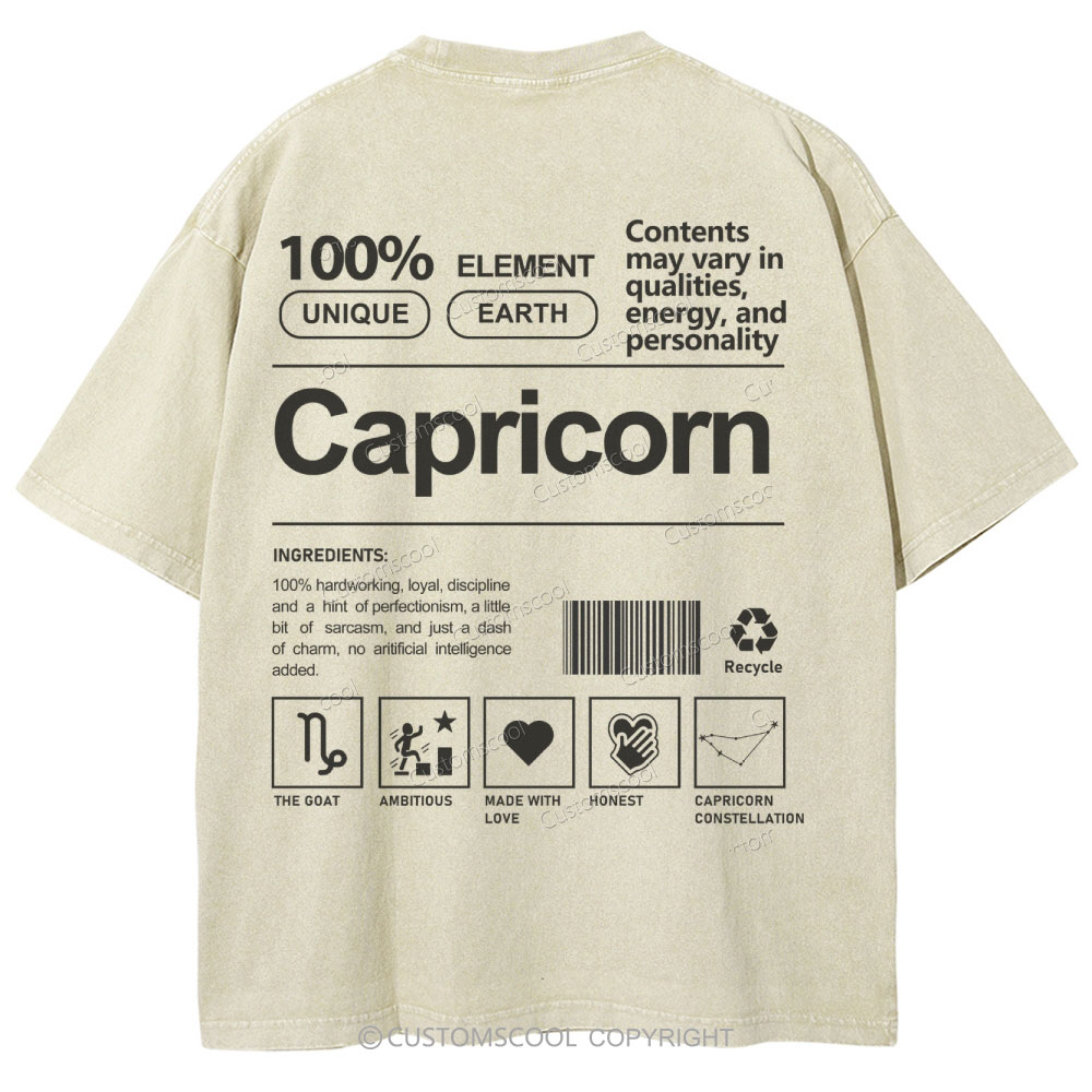 Capricorn Unisex Fit Washed T-Shirt Customscool