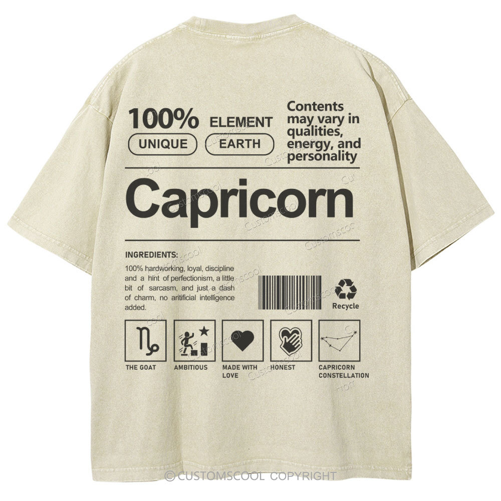 Capricorn Unisex Fit Washed T-Shirt Customscool