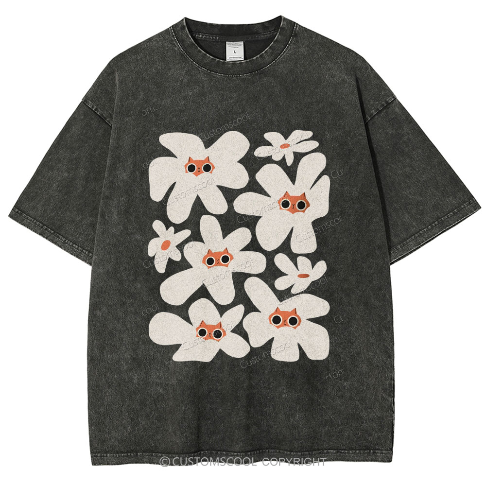 Cat Garden Unisex Fit Washed T-Shirt Customscool