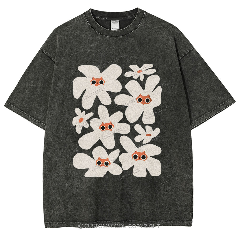 Cat Garden Unisex Fit Washed T-Shirt Customscool