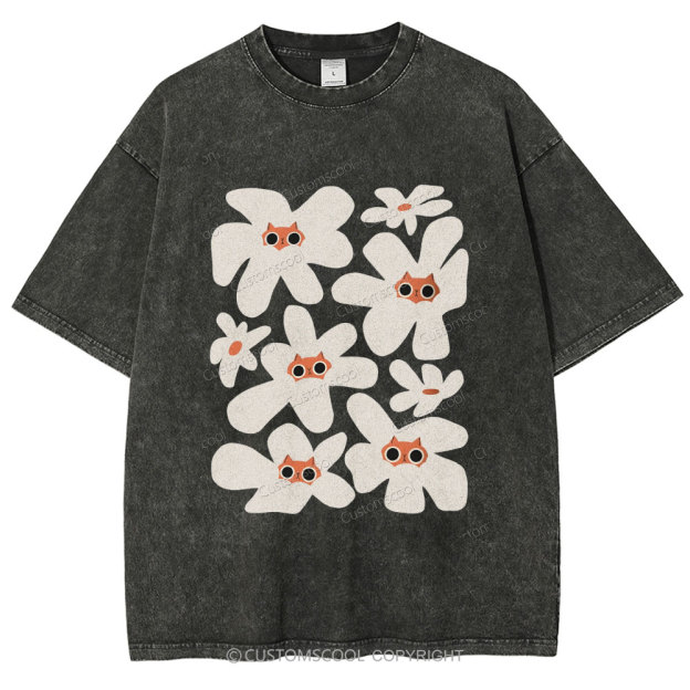 Cat Garden Unisex Fit Washed T-Shirt Customscool