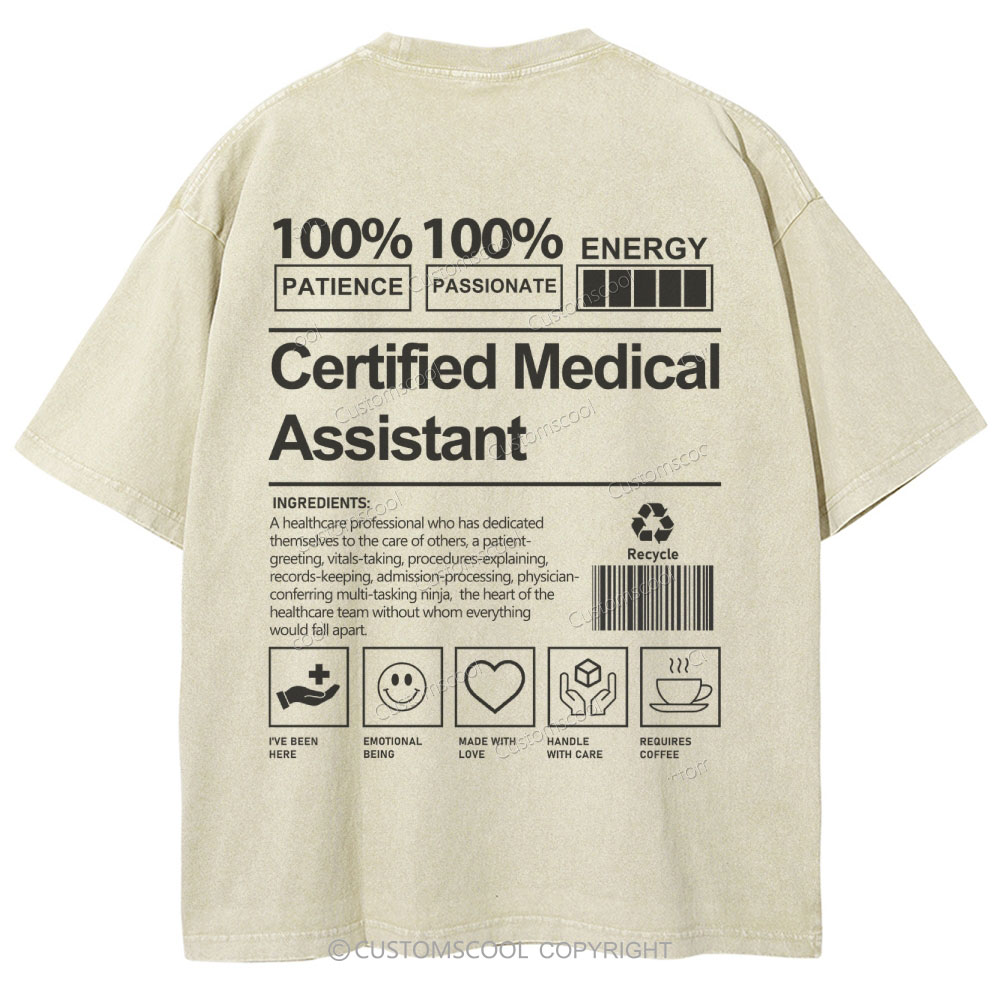Certified Medical Assistant Unisex Fit Washed T-Shirt Customscool