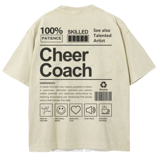 Cheer Coach Unisex Fit Washed T-Shirt Customscool