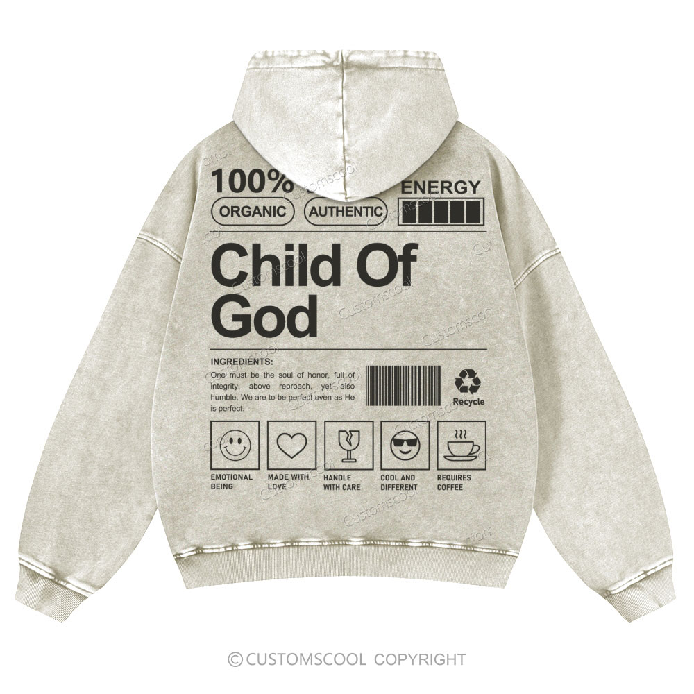 Child Of God Casual Washed Hoodie Customscool