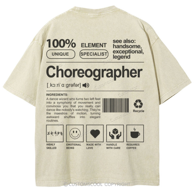 Choreographer Unisex Fit Washed T-Shirt Customscool