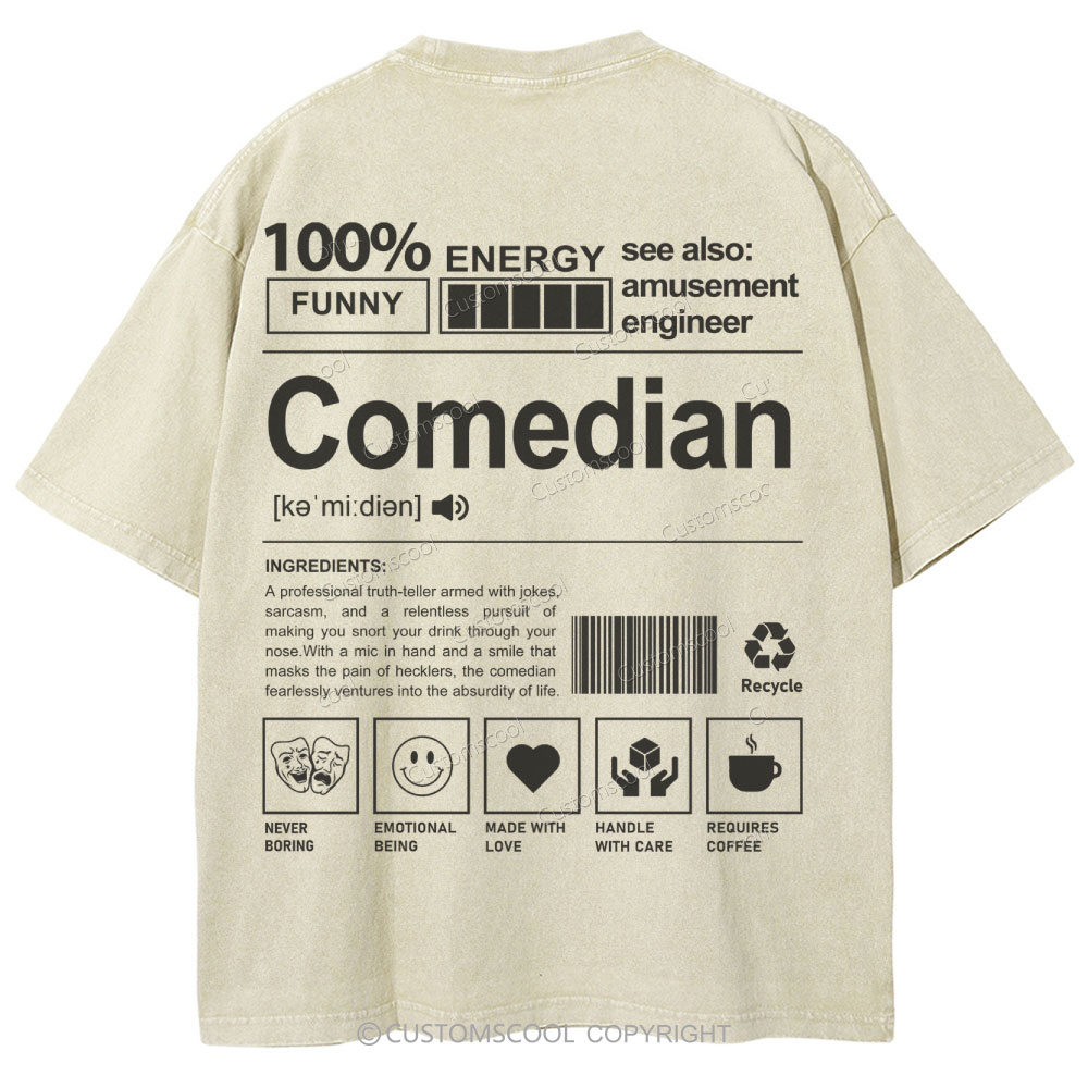 Comedian Unisex Fit Washed T-Shirt Customscool
