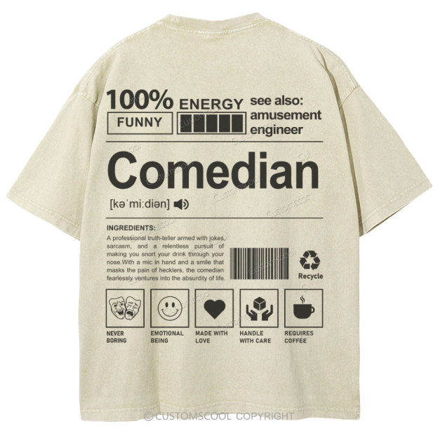 Comedian Unisex Fit Washed T-Shirt Customscool