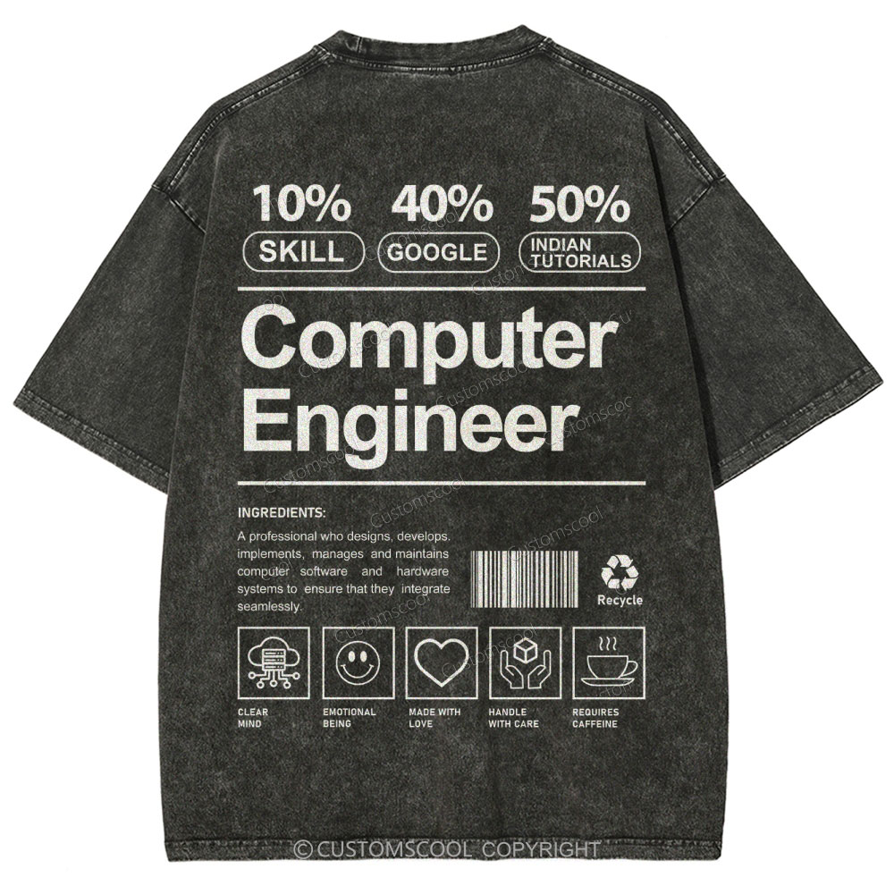 Computer Engineer Unisex Fit Washed T-Shirt Customscool