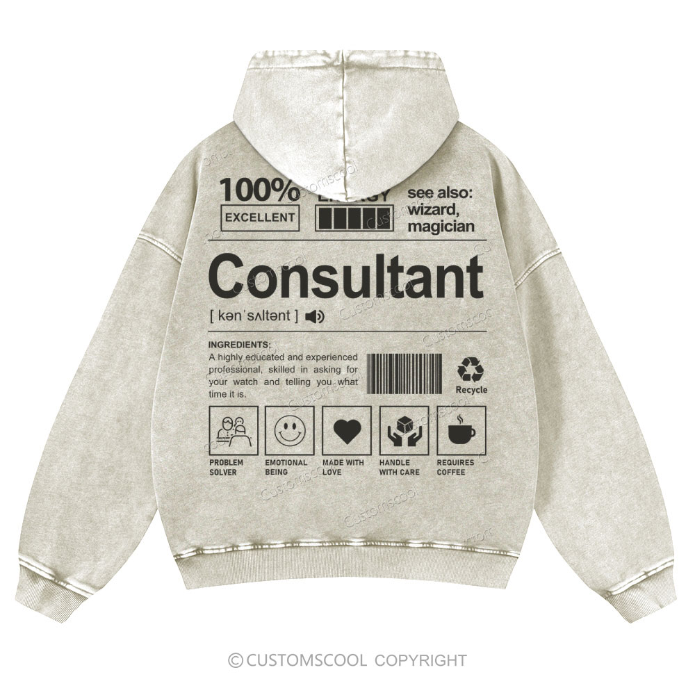 Consultant Casual Washed Hoodie Customscool