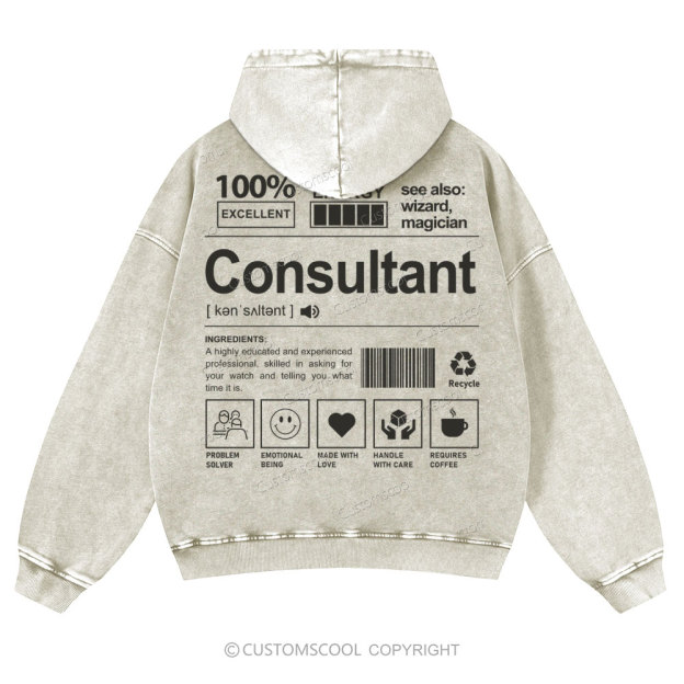 Consultant Casual Washed Hoodie Customscool