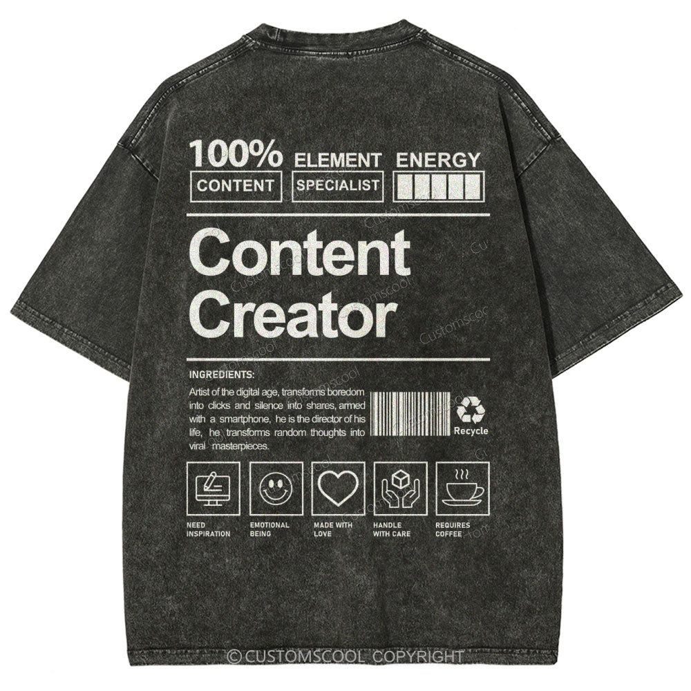 Content Creator Unisex Fit Washed T-Shirt Customscool