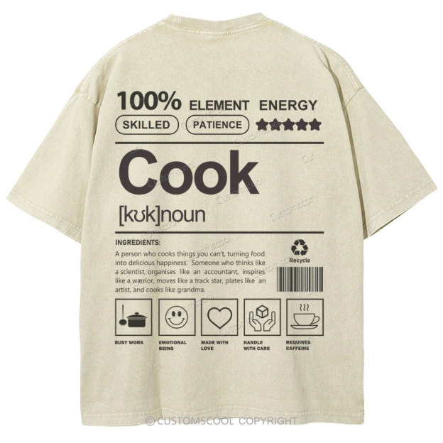 Cook Unisex Fit Washed T-Shirt Customscool