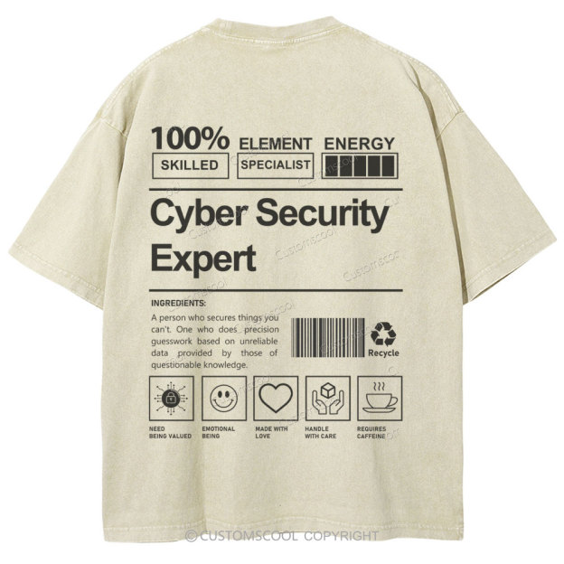 Cyber Security Expert Unisex Fit Washed T-Shirt Customscool