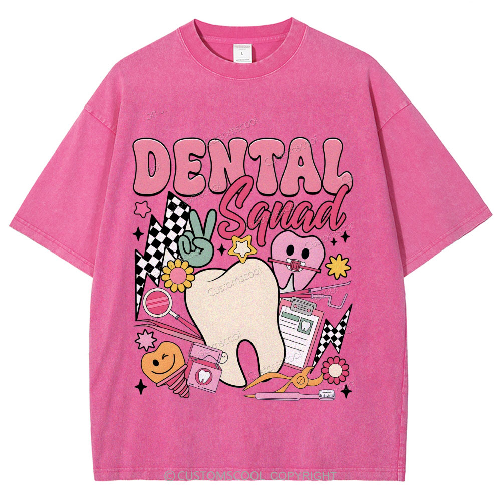 DENTAL SQUAD Unisex Fit Washed T-Shirt Customscool