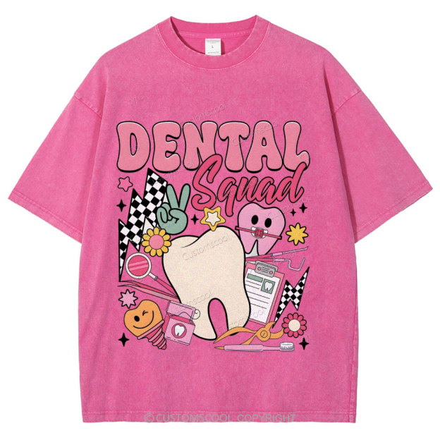 DENTAL SQUAD Unisex Fit Washed T-Shirt Customscool