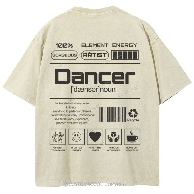 Dancer Unisex Fit Washed T-Shirt Customscool