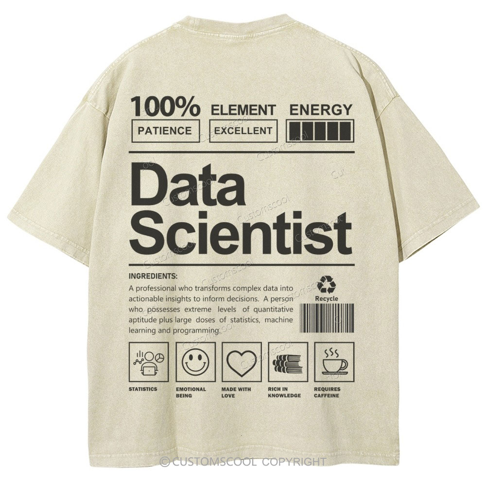 Data Scientist Unisex Fit Washed T-Shirt Customscool
