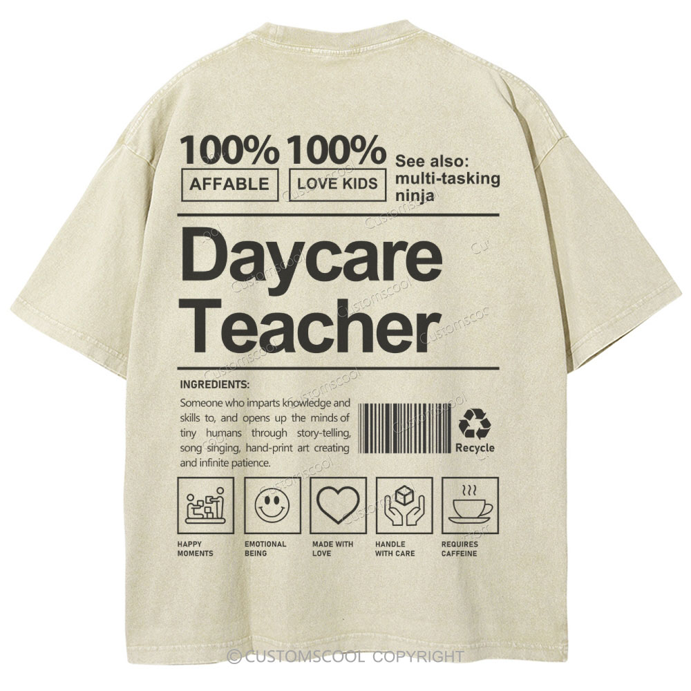 Daycare Teacher Unisex Fit Washed T-Shirt Customscool