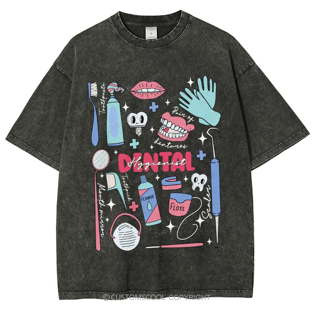 Dental Hygienist Stuff Unisex Fit Washed T-Shirt Customscool